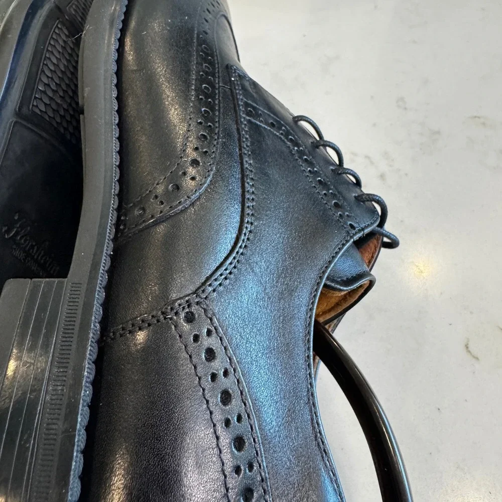 Florsheim Men 9.5 M Black Santucci Leather Wingtip Oxford Dress Shoes Classic‎